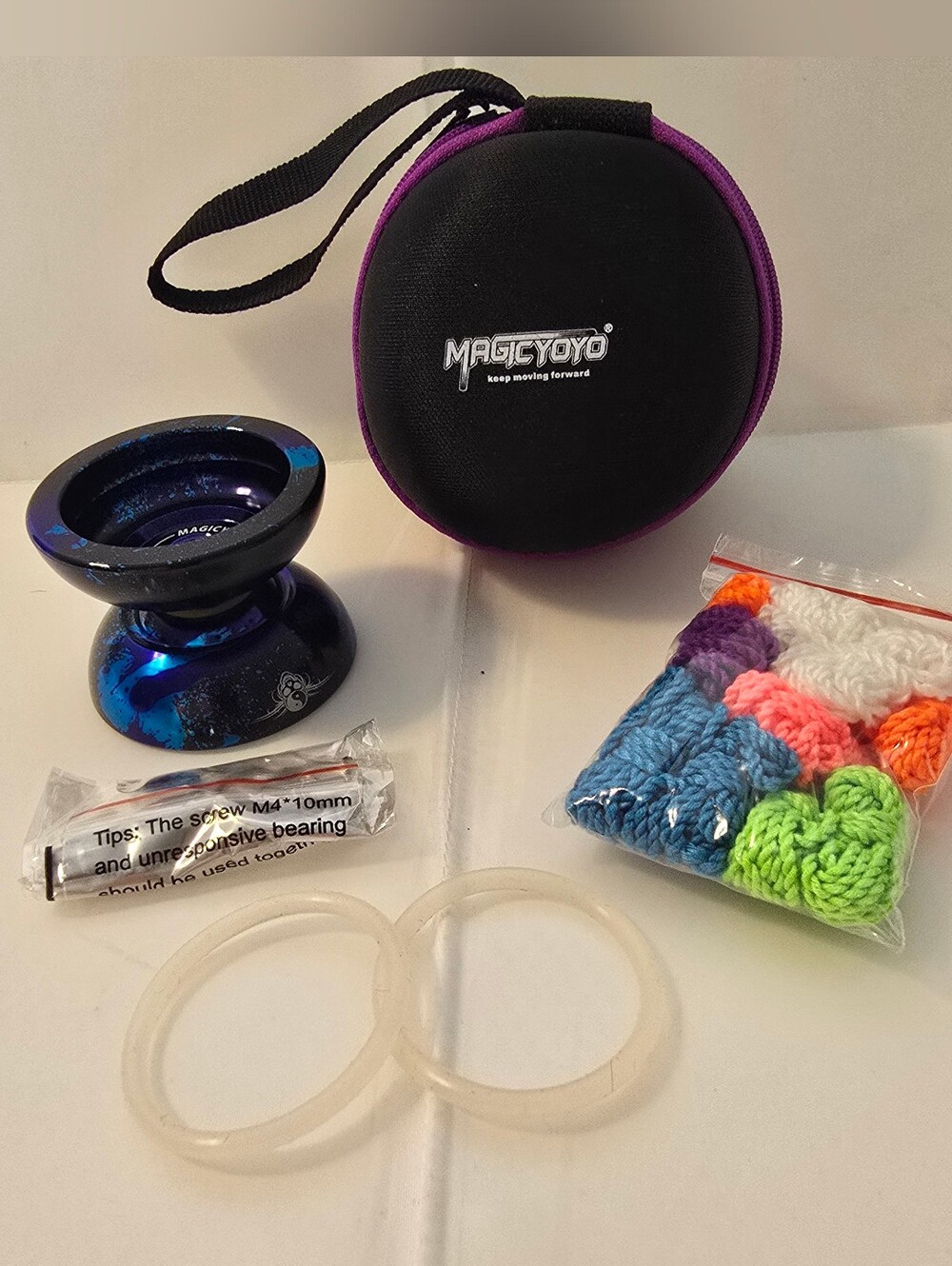 MagicYoyo N11 Aluminum Yo-Yo Blue Splash w/ Case Extra Strings & Bearing Kit